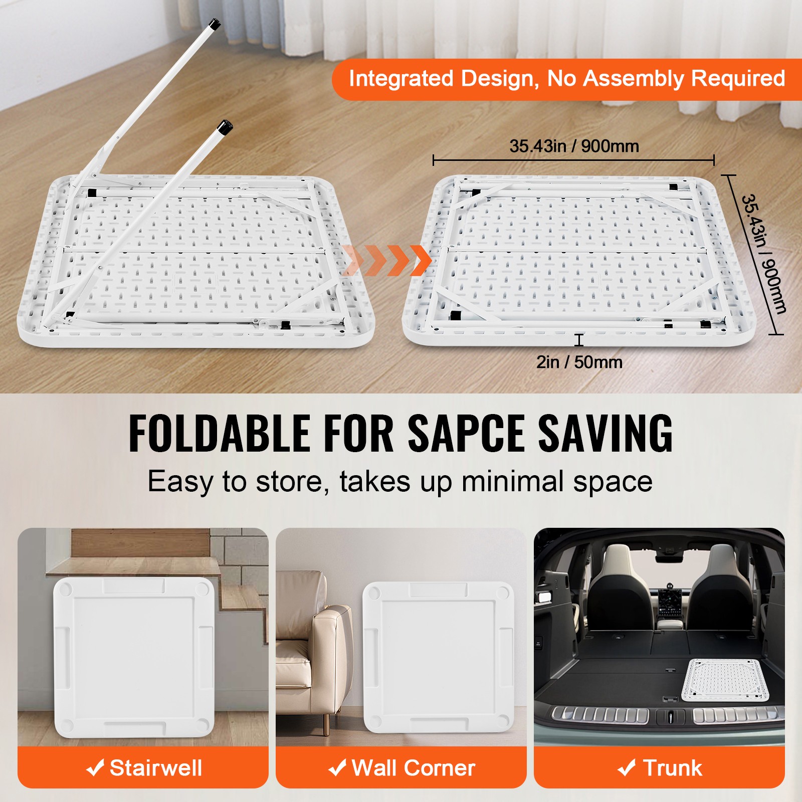 Uimoso Mahjong Table 4Player Folding Card Table & 4 Cup Holders Chip Trays White