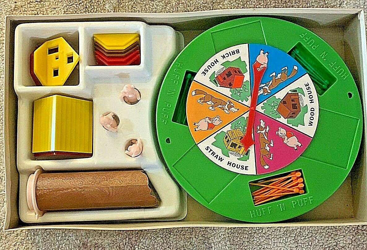 Vintage 1968 Huff ‘n Puff Schaper Board Game Complete with Original Pins Rare