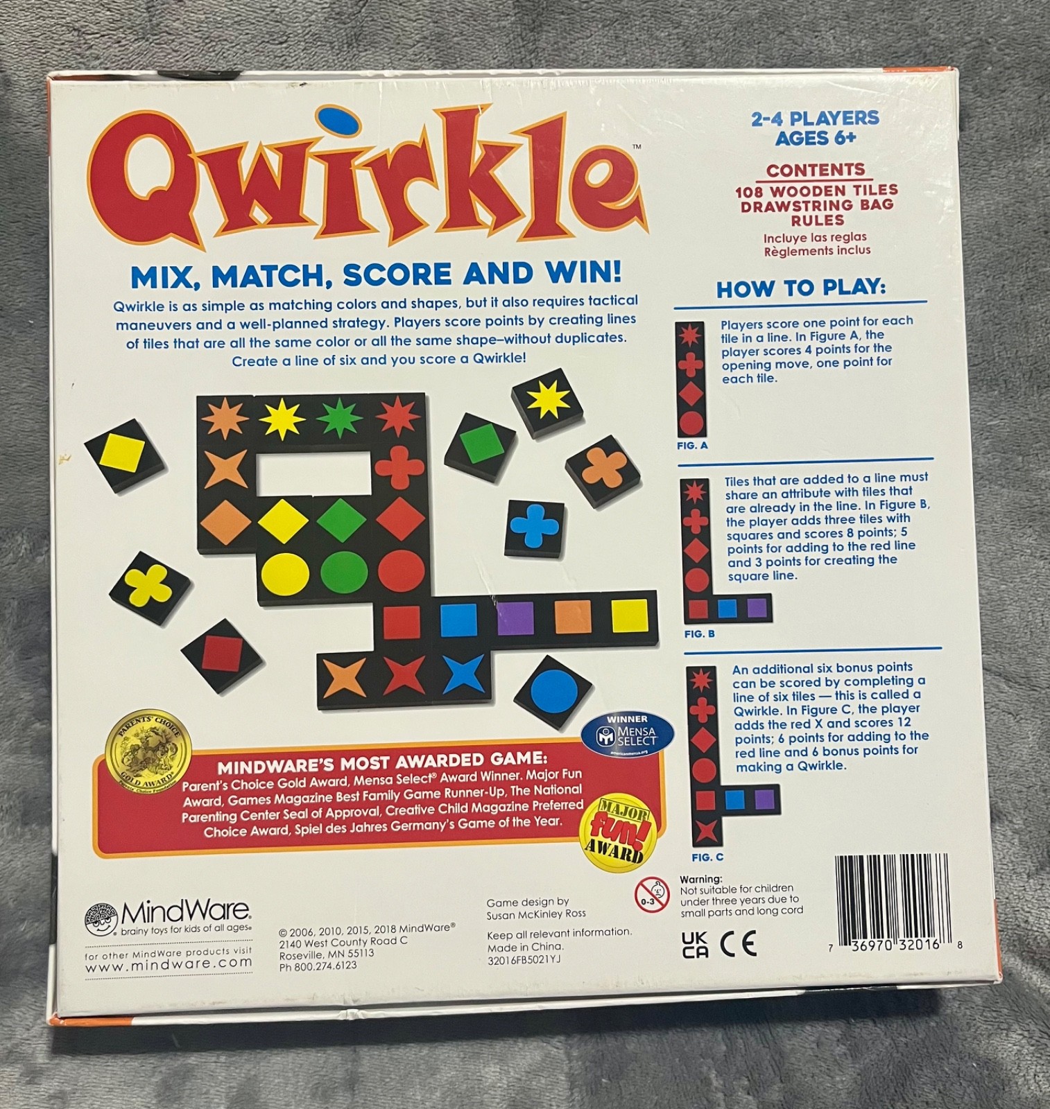 Qwirkle Board Game With All Pieces & Instructions Included -Excellent Condition