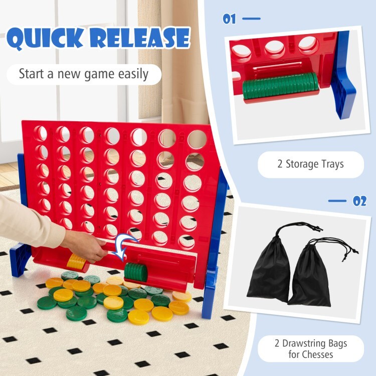 Giant Connect 4 Jumbo Game Play Set Family Outdoor w/Carrying Bag & Storage Tray