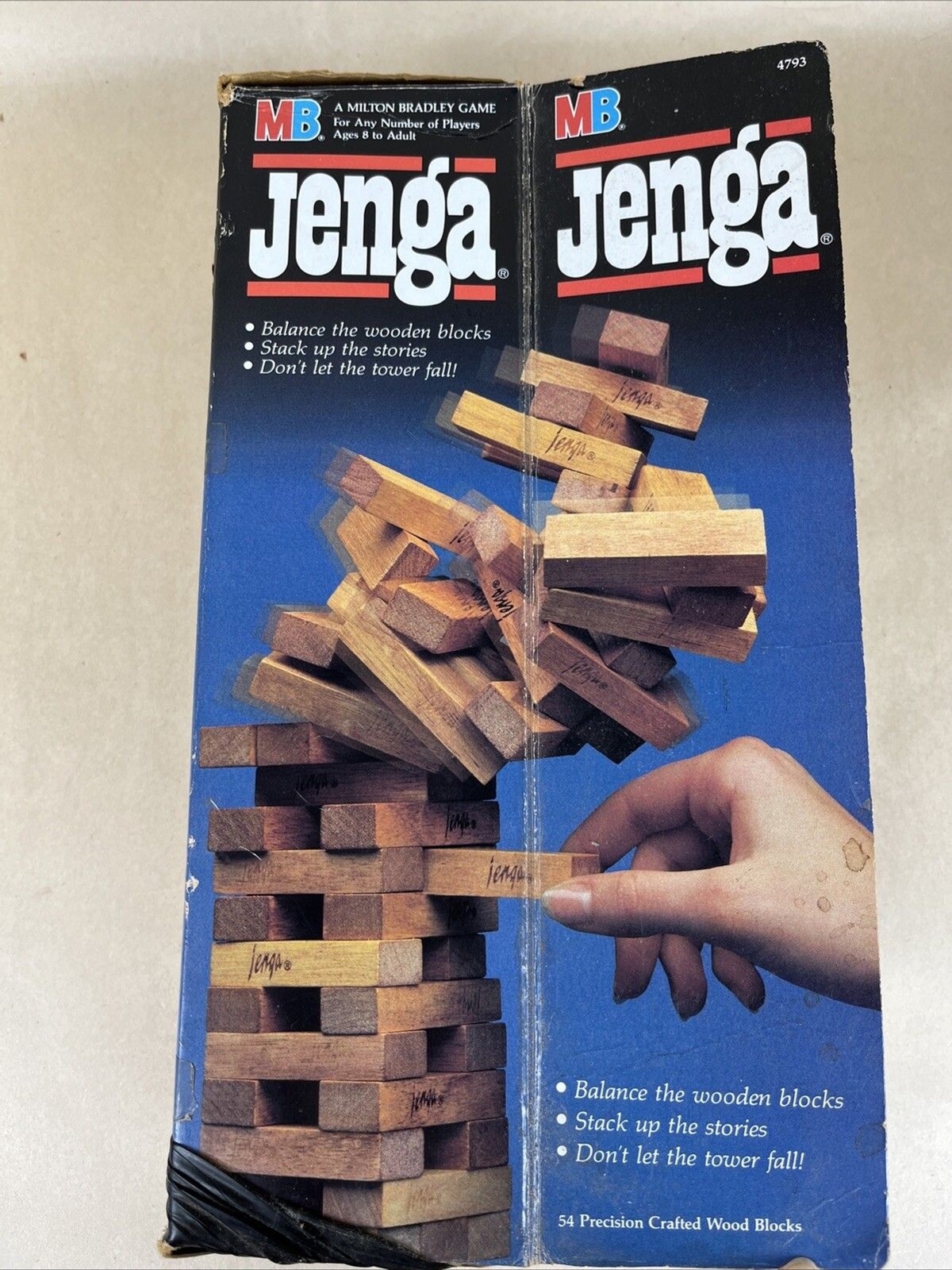 Vintage 1986 Jenga Block Game In Original Box Milton Bradley Missing 1 Block