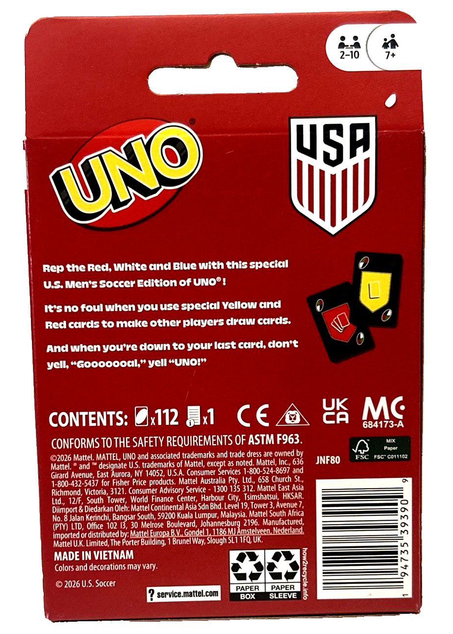 UNO US Men’s National Team 2026 World Cup Year Card Game for Kids & Family
