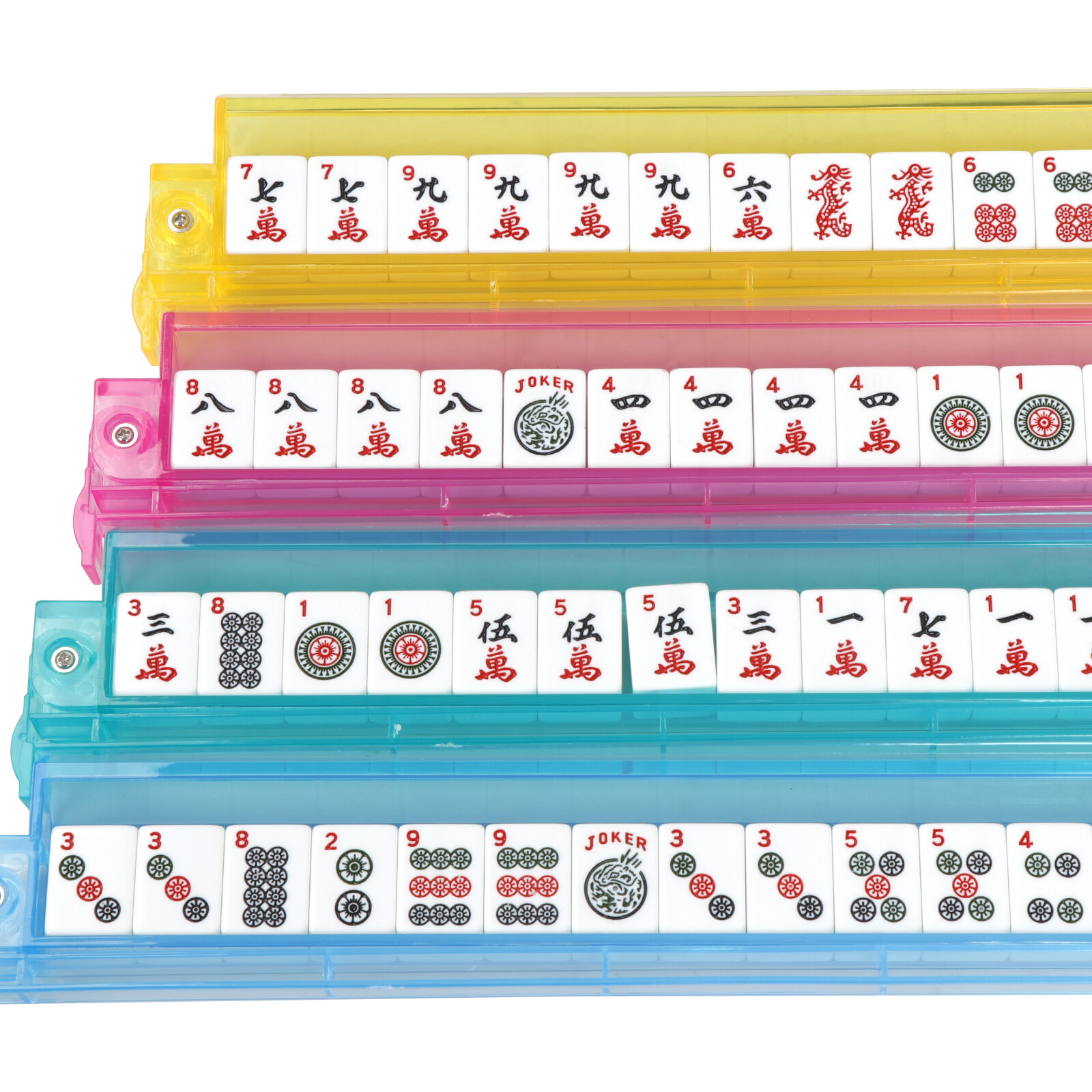 American Mah Jongg 166 Tile Mahjong Set 4 All-in-One Rack Pushers w/Portable Bag