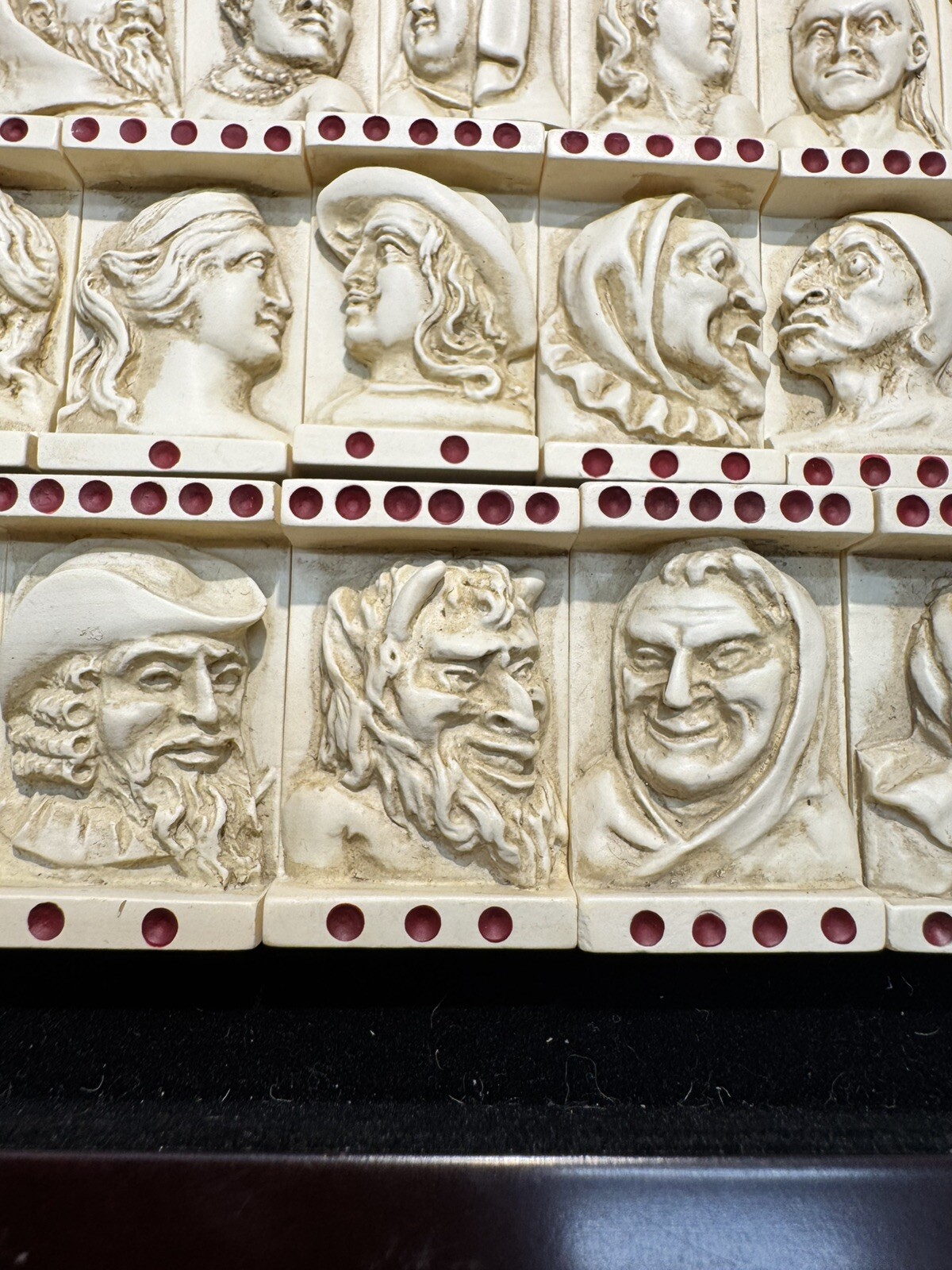 Dutch Renaissance Dominos Gothic Revival Grotesque Medieval Set In Wood Case AM