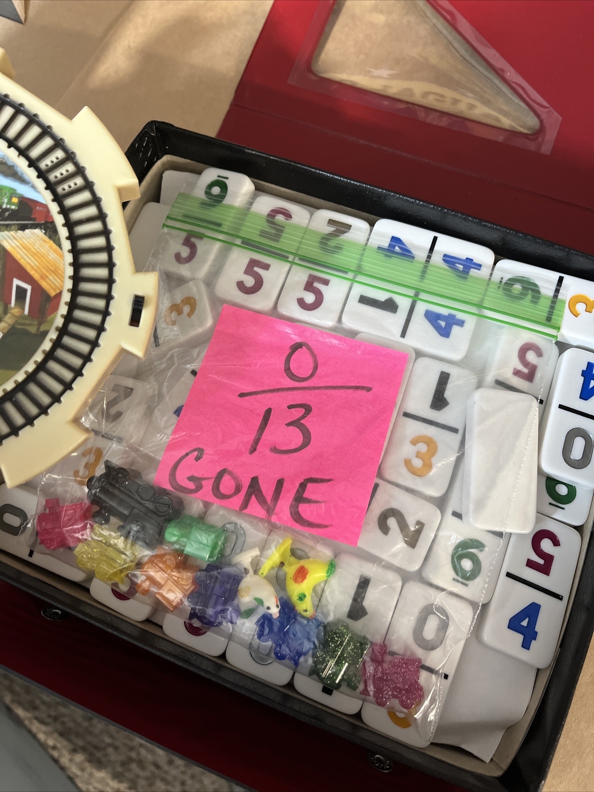 Mexican Train And Chicken Dominoes, Professional Set Of 136 Missing 0-13 See Pic
