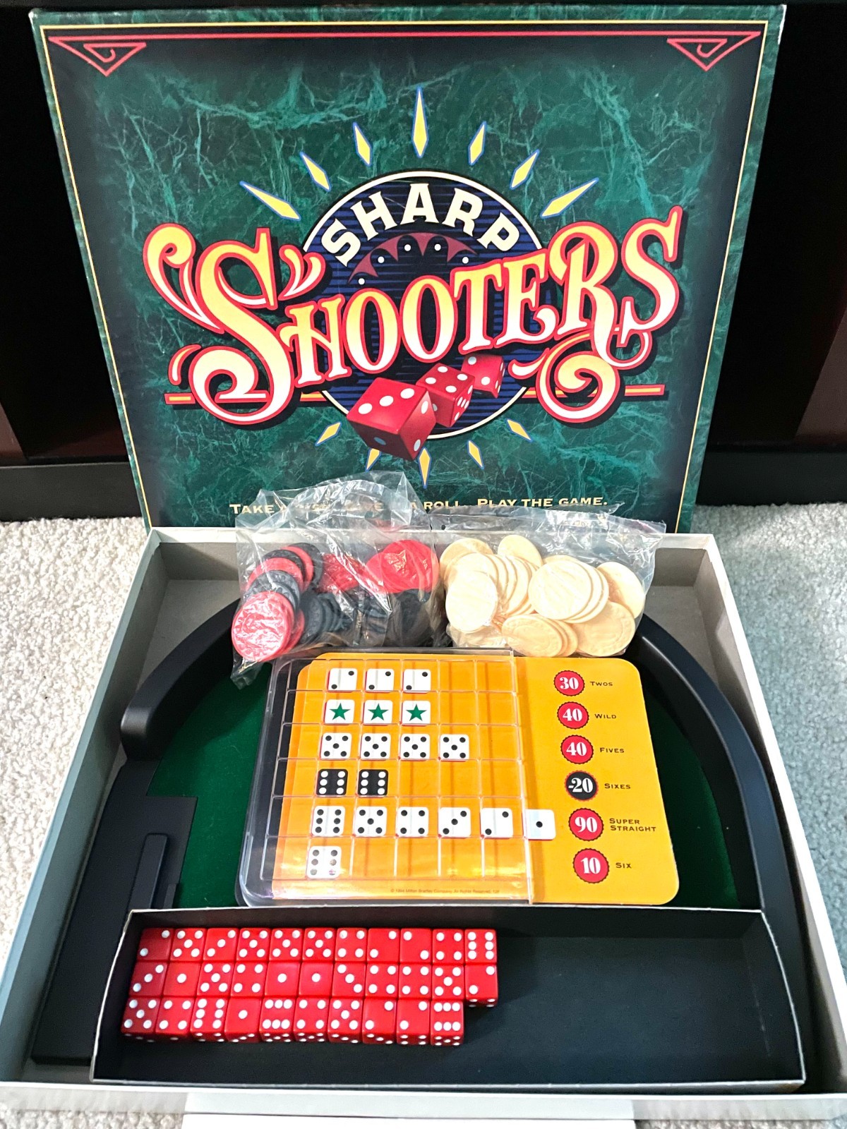 Sharp Shooters Dice Betting Board Game Milton Bradley Vintage 1994 100% Complete