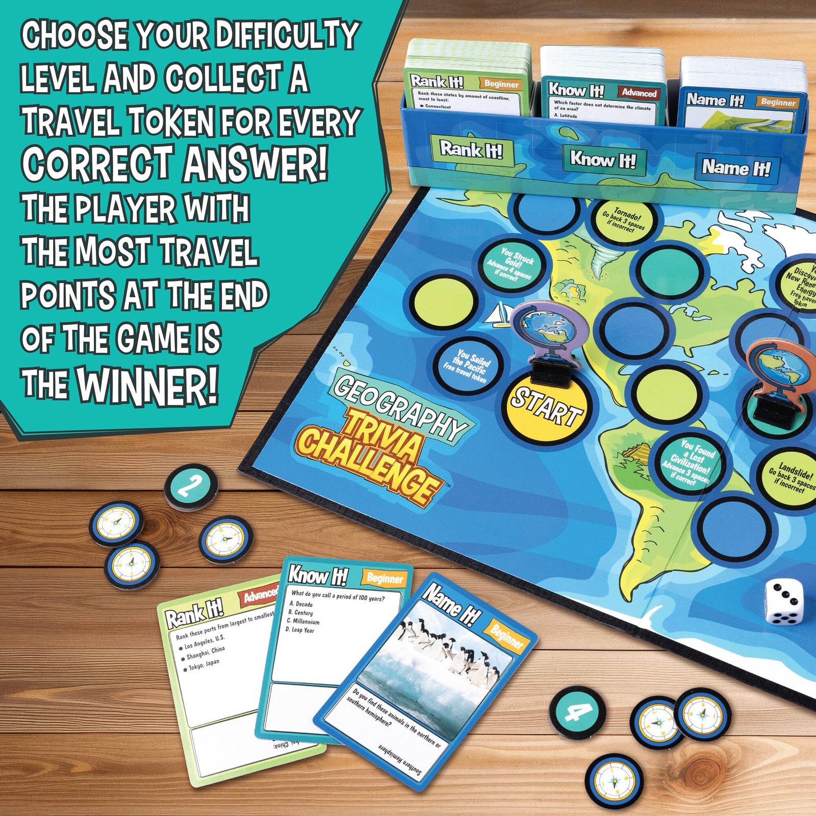 MindWare Geography Trivia Challenge – Board Game for Kids 8-12 and Up – Fun T…