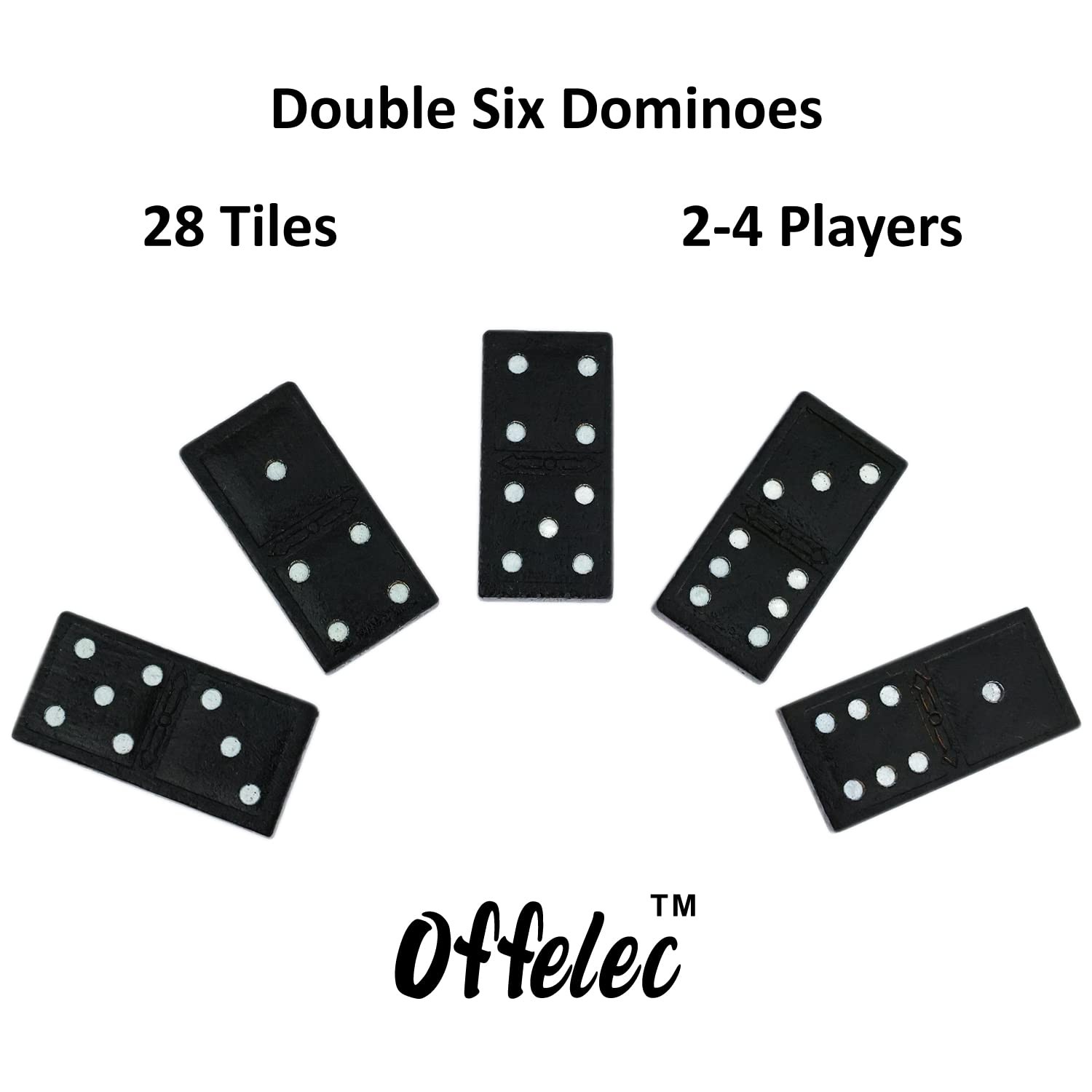 Offelec Wooden Double 6 Domino Set – 28 Tiles 1 Pack, 1 Pack 6