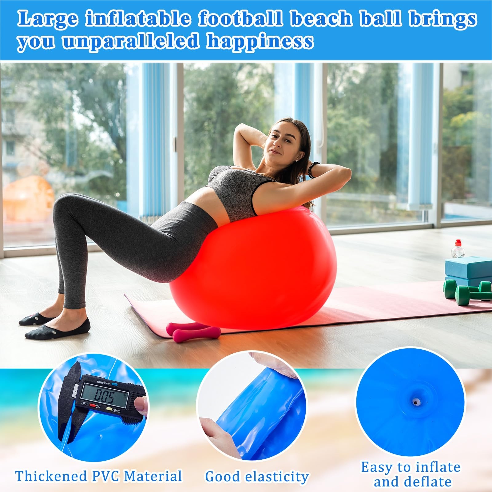 Balls 4 Pcs 30 Inch Giant Inflatable Rubber Kids Kickballs Bouncy Jenaai Large