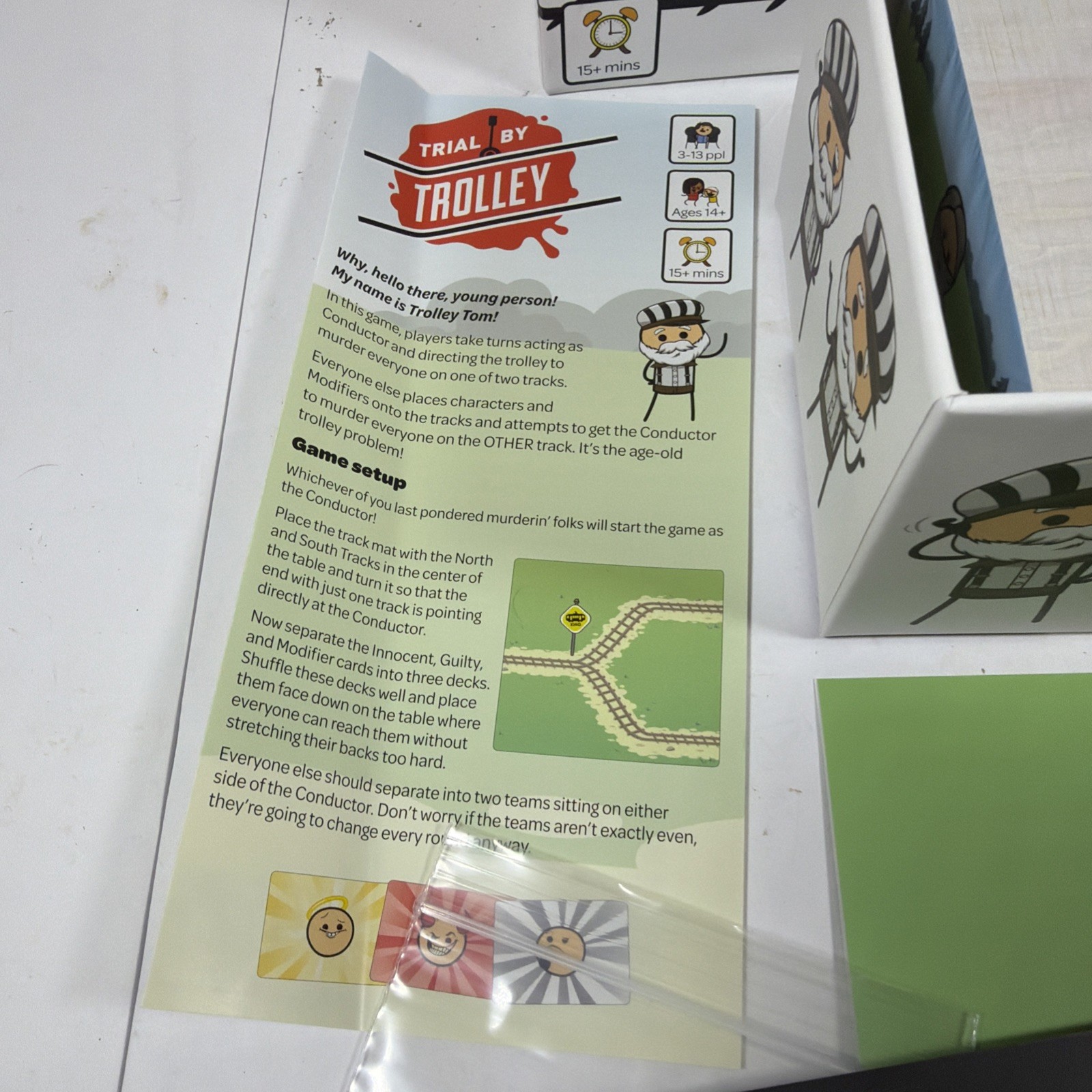 Trial by Trolley Party Game Adult Card Game Moral Dilemmas and Murder Open Box
