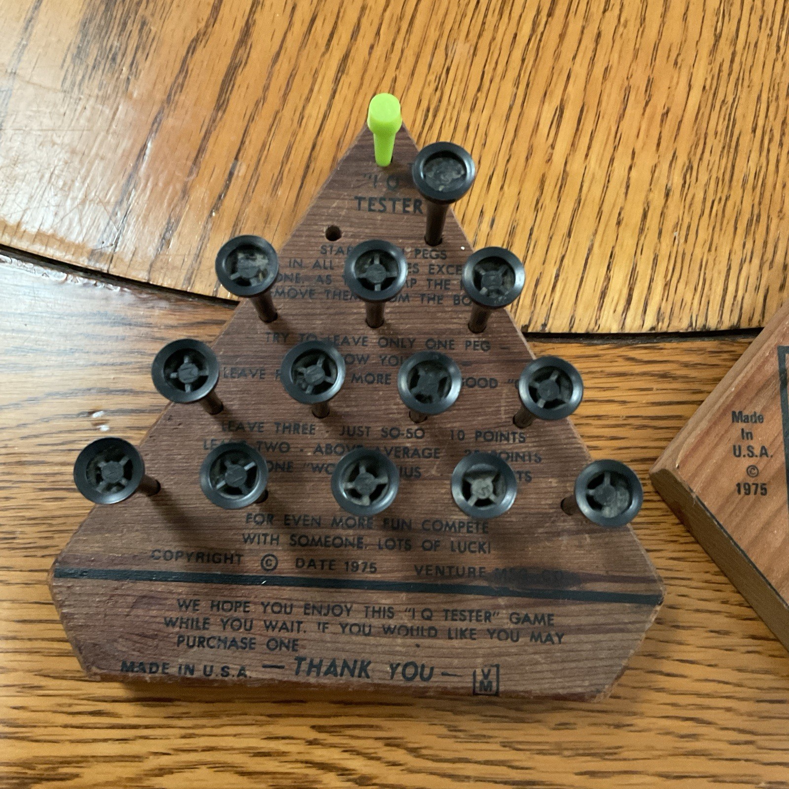 Vintage 2 IQ Tester Wood Peg Brain Teaser Solitaire Game 1975 VENTURE CO 1975