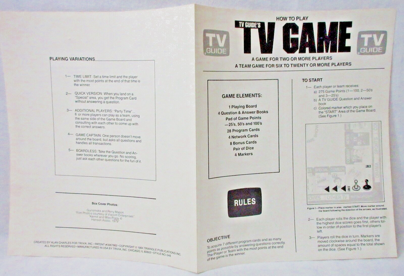 Vintage TV GUIDE Trivia Game 10 to Adult 2+ Players by Trivia Inc 1984 Complete