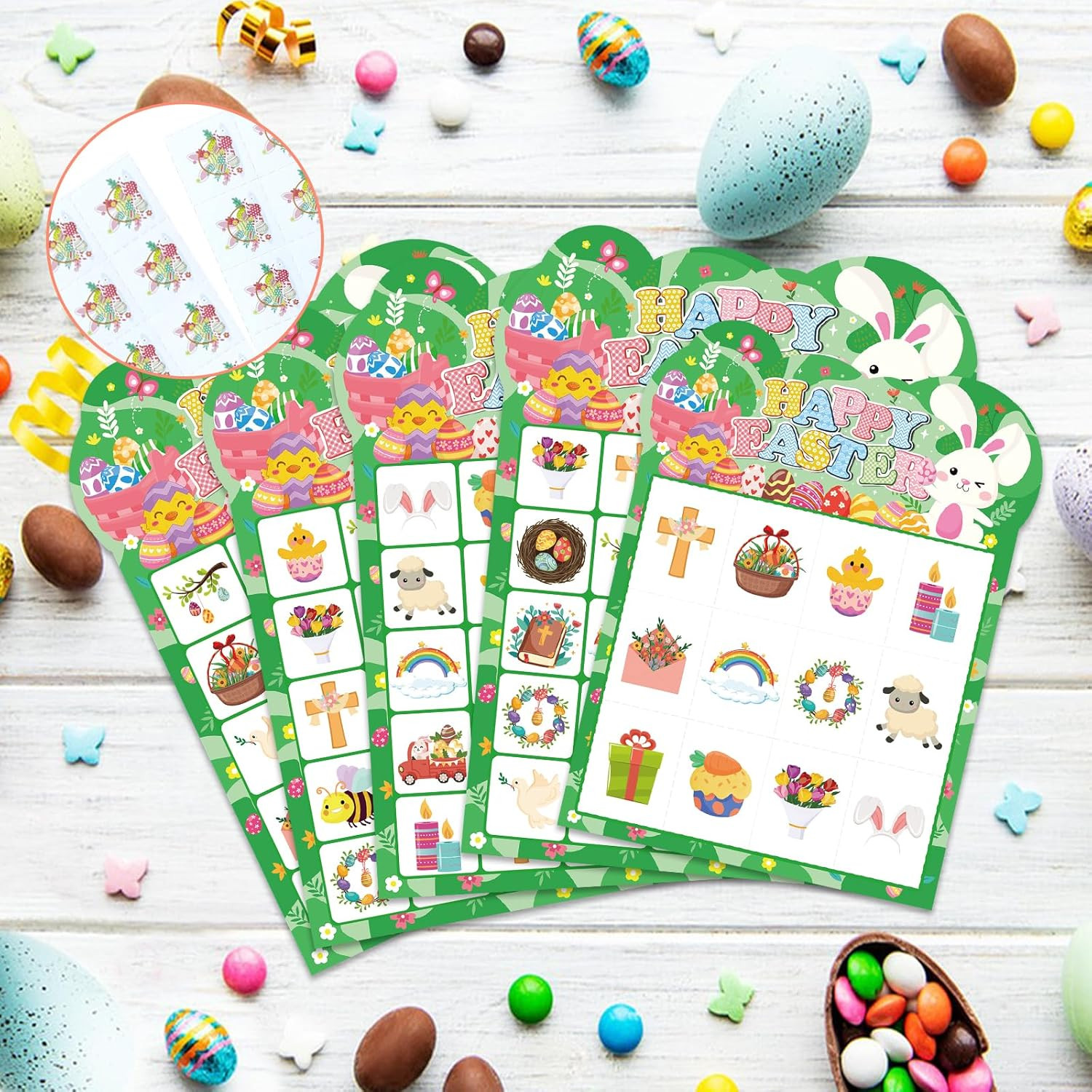 Easter Bingo Games, 24 Players Easter Bingo Cards for School Classroom Family Ho