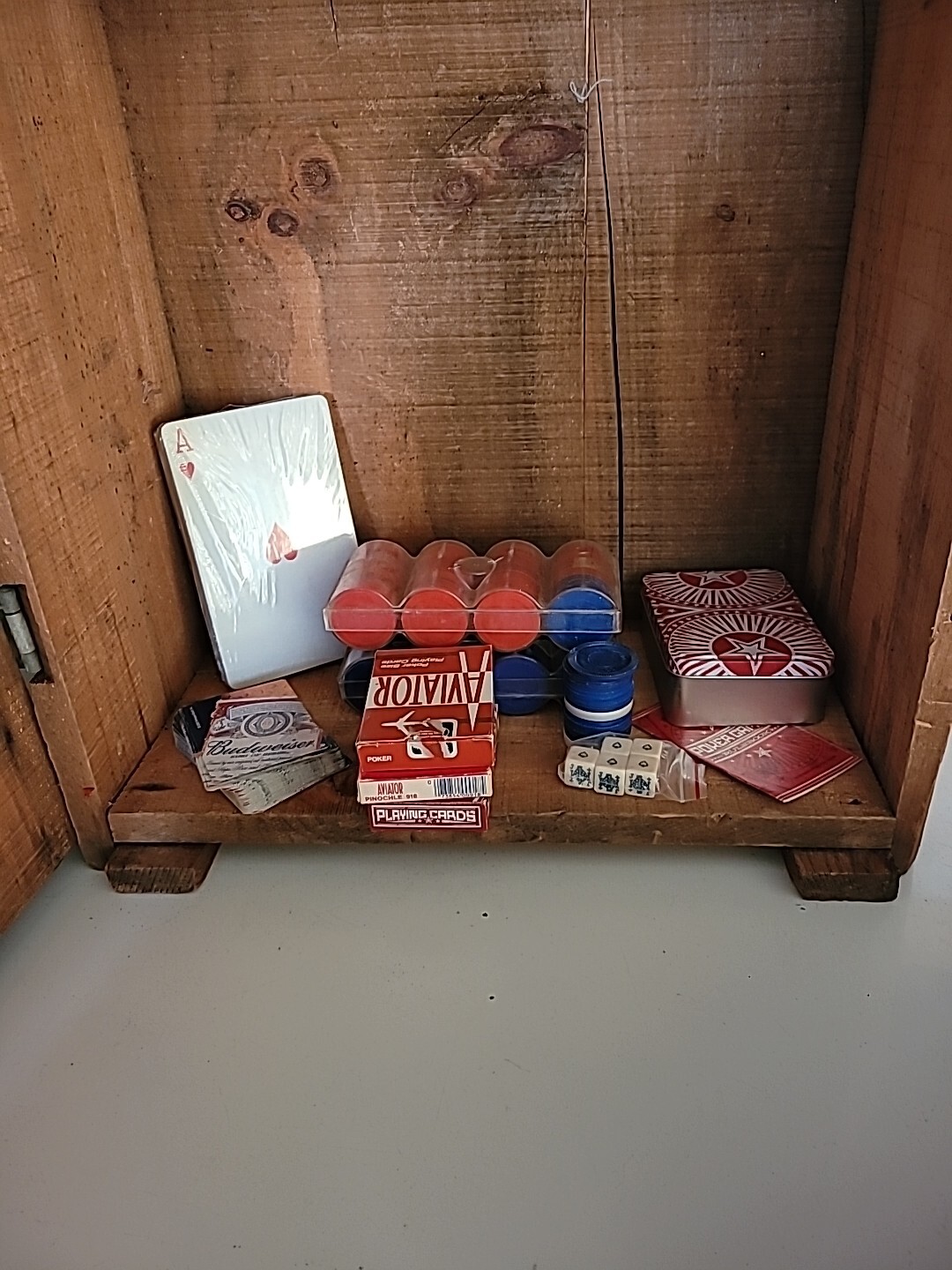 VINTAGE Poker LOT POKER CHIPS Cards Jumbo Deck POKER DICE SET
