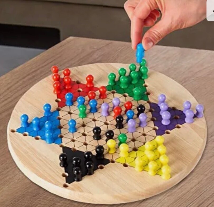 Chinese Checkers Game Set with 11 inch Wooden Board and Traditional Pegs, Gam…