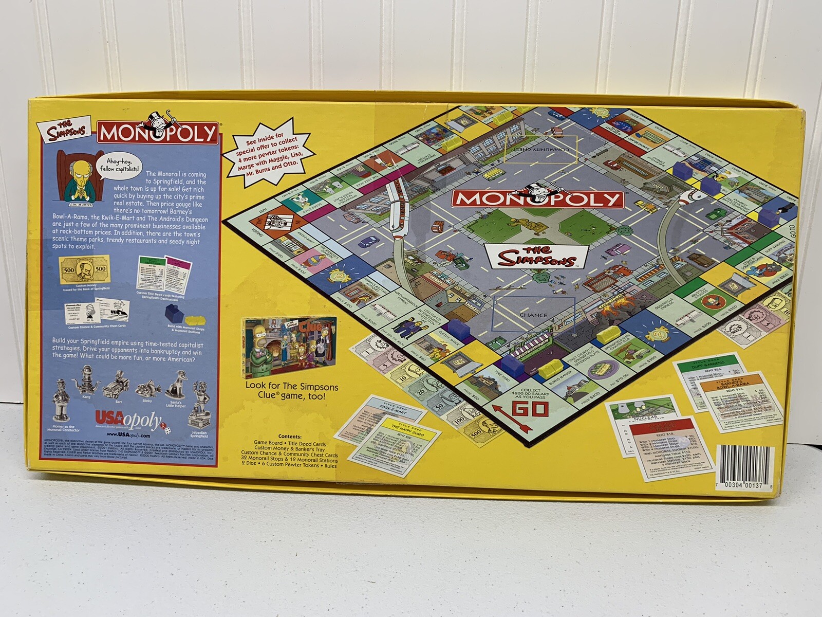 The Simpsons Monopoly Game 2001 Open Box Seems complete