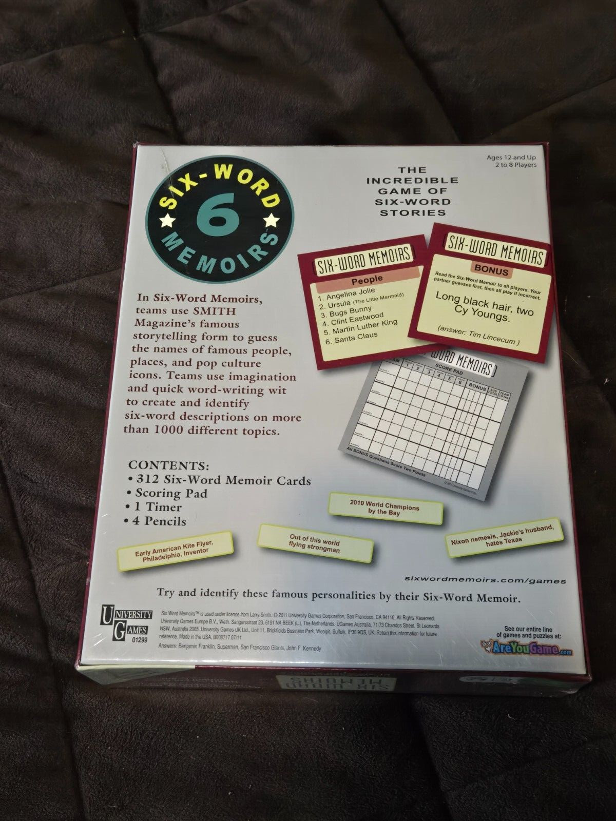 University Games Six-Word Memoirs Story Game 2-8 Players 12 and up New
