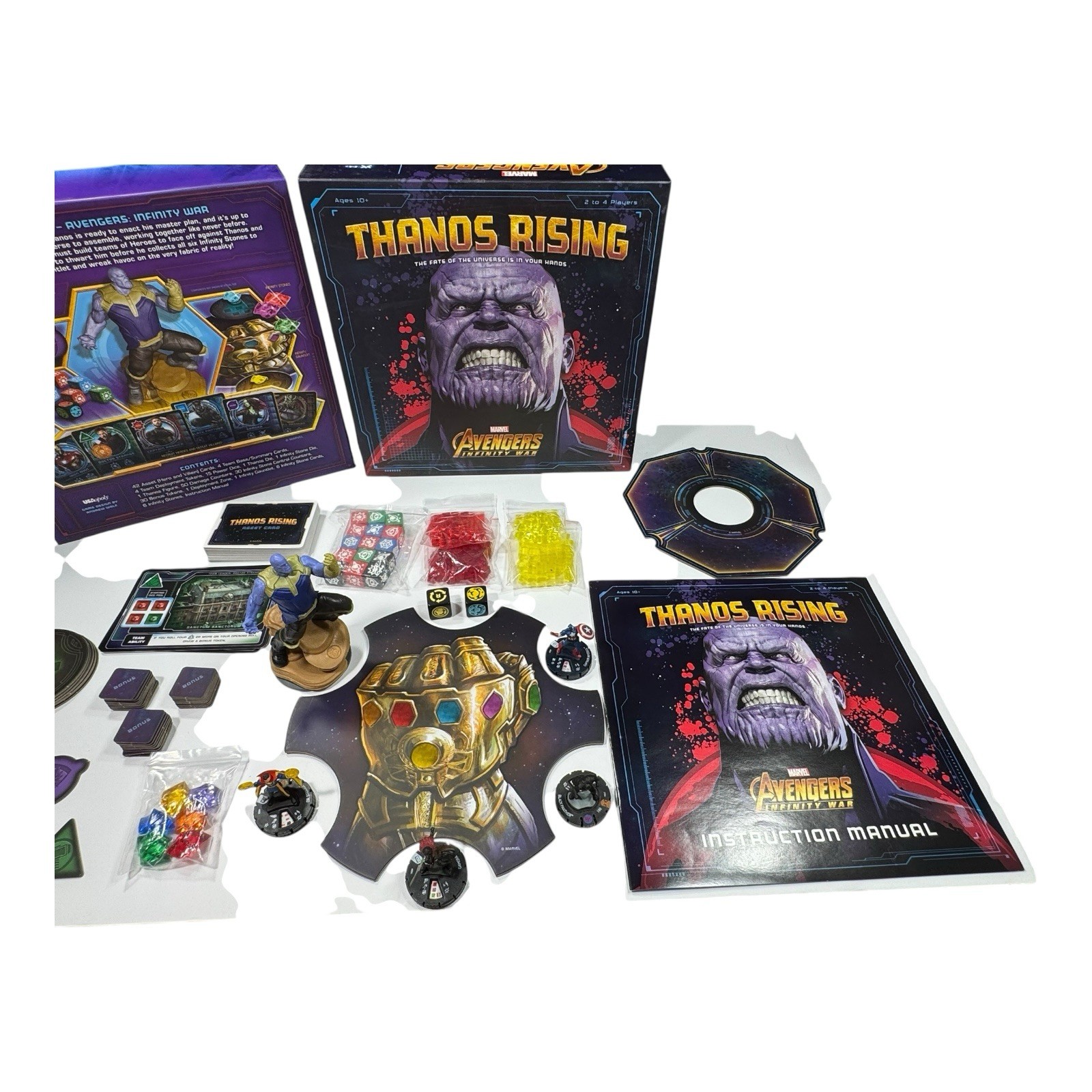 Avengers Infinity War Thanos Rising Marvel Board Game Complete Dice Bonus Pieces