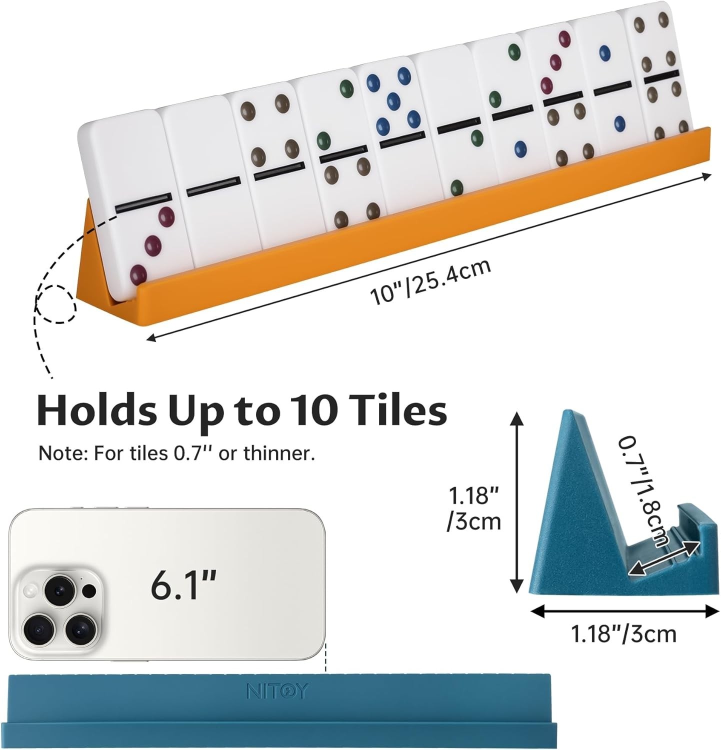 4PCS Silicone Domino Racks for Adults 10X1.18X1.18 Inches, 3 Tilt Options Anti-S