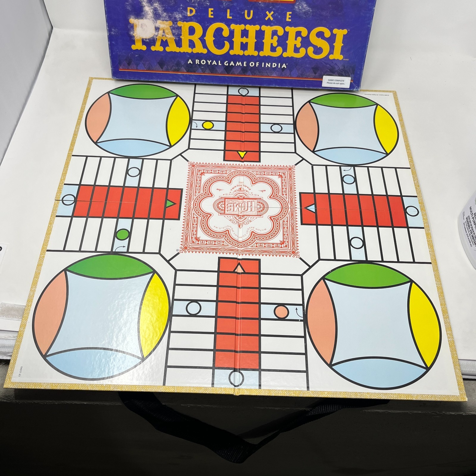 Deluxe Parcheesi 1999 Board Game by Milton Bradley Royal India COMPLETE