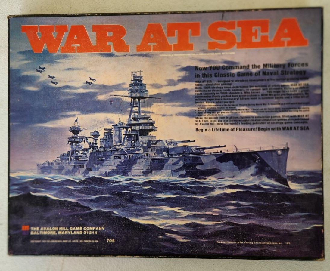 1976 Avalon Hill War At Sea No. 705 World War II Board Game Naval Realistic War