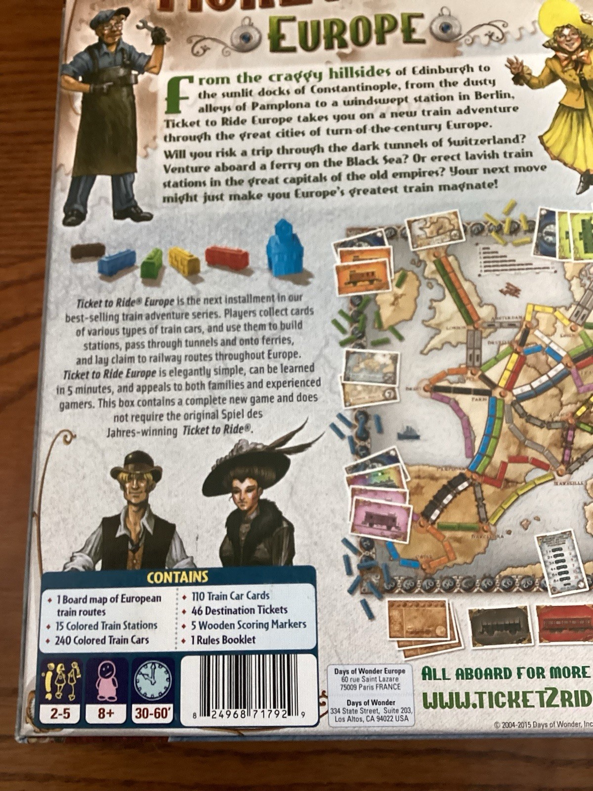 Ticket to Ride EUROPE Board Game Days of Wonder Alan R. Moon all pieces included