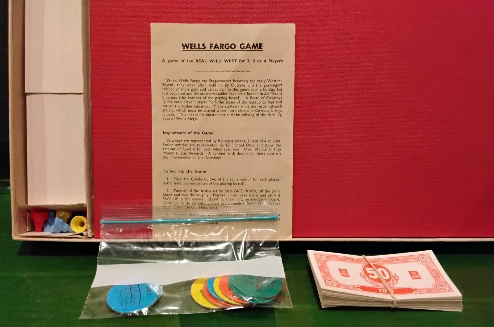 Vintage 1959 Wells Fargo Board Game Milton Bradley John Sands Australia Complete