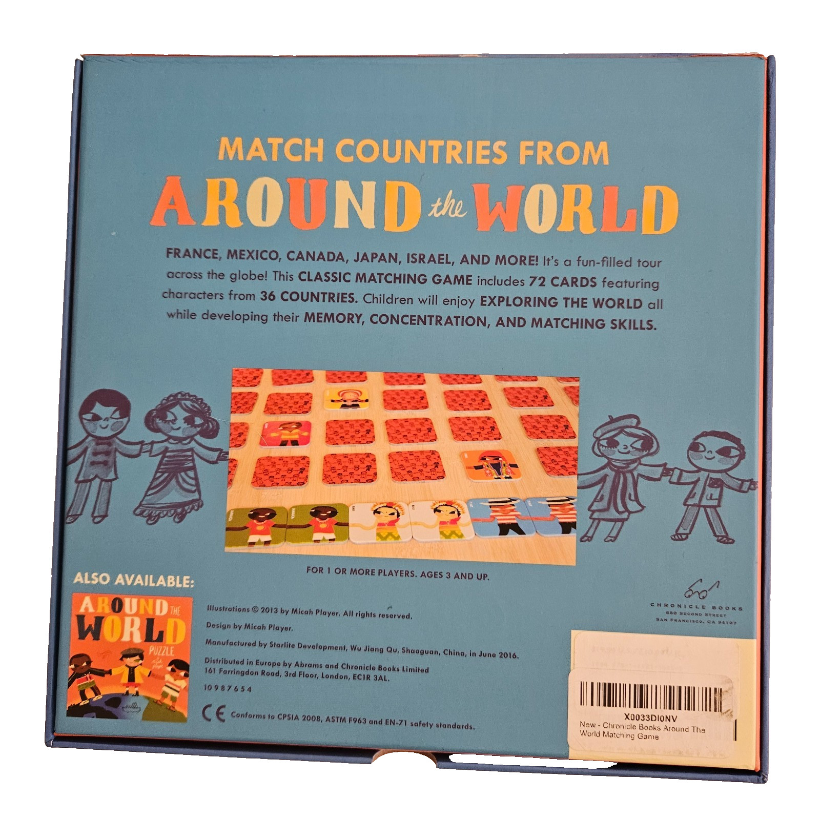 Around the World Matching Game 36 Countries Ages 3+ Memory Concentration