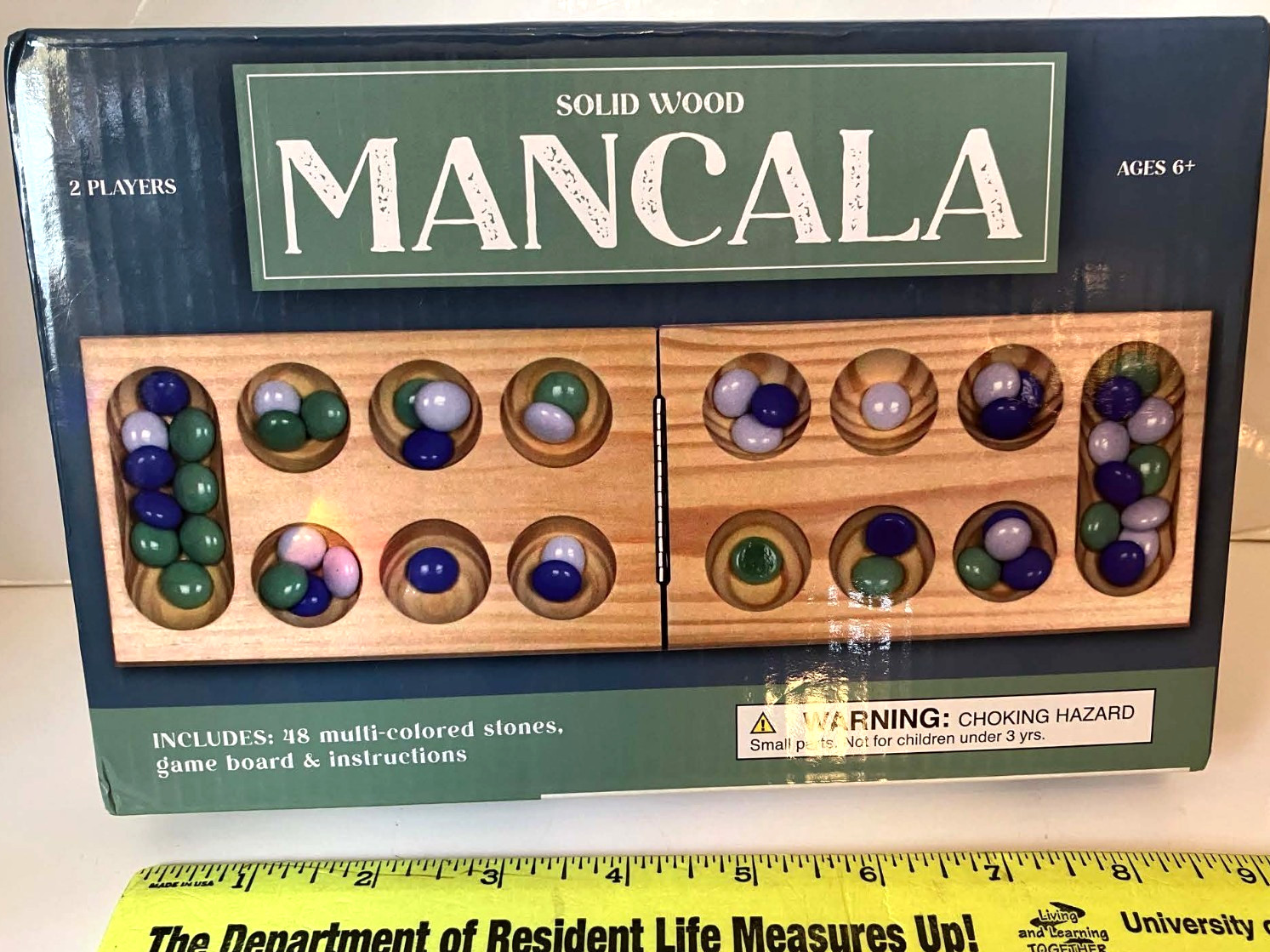 Classic Folding Wooden Mancala Family Stratergy Board Game Multicolor Stone 6+