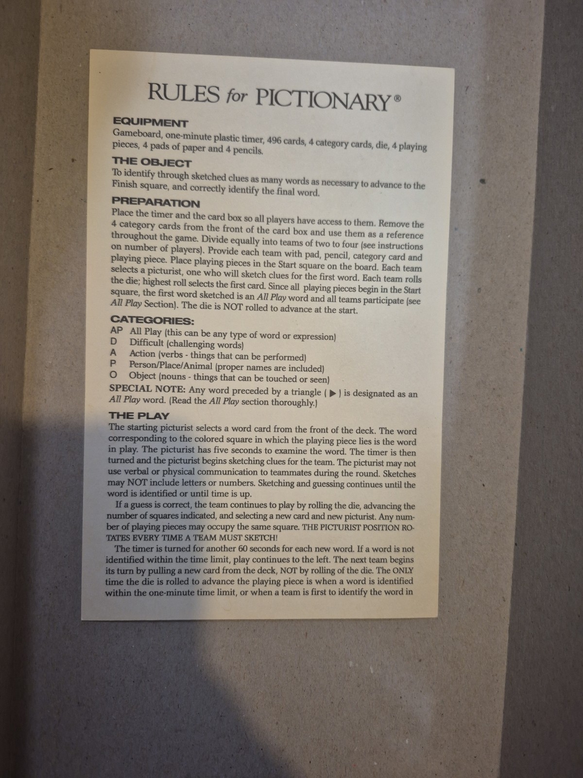 Vintage 1993 Pictionary Updated For The 90’s Classic Quick Draw Board Game