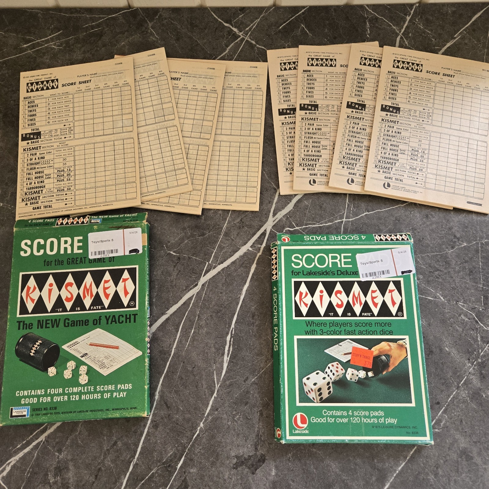 8 Vintage Kismet Extra Score Pads Game of Yacht Lakeside