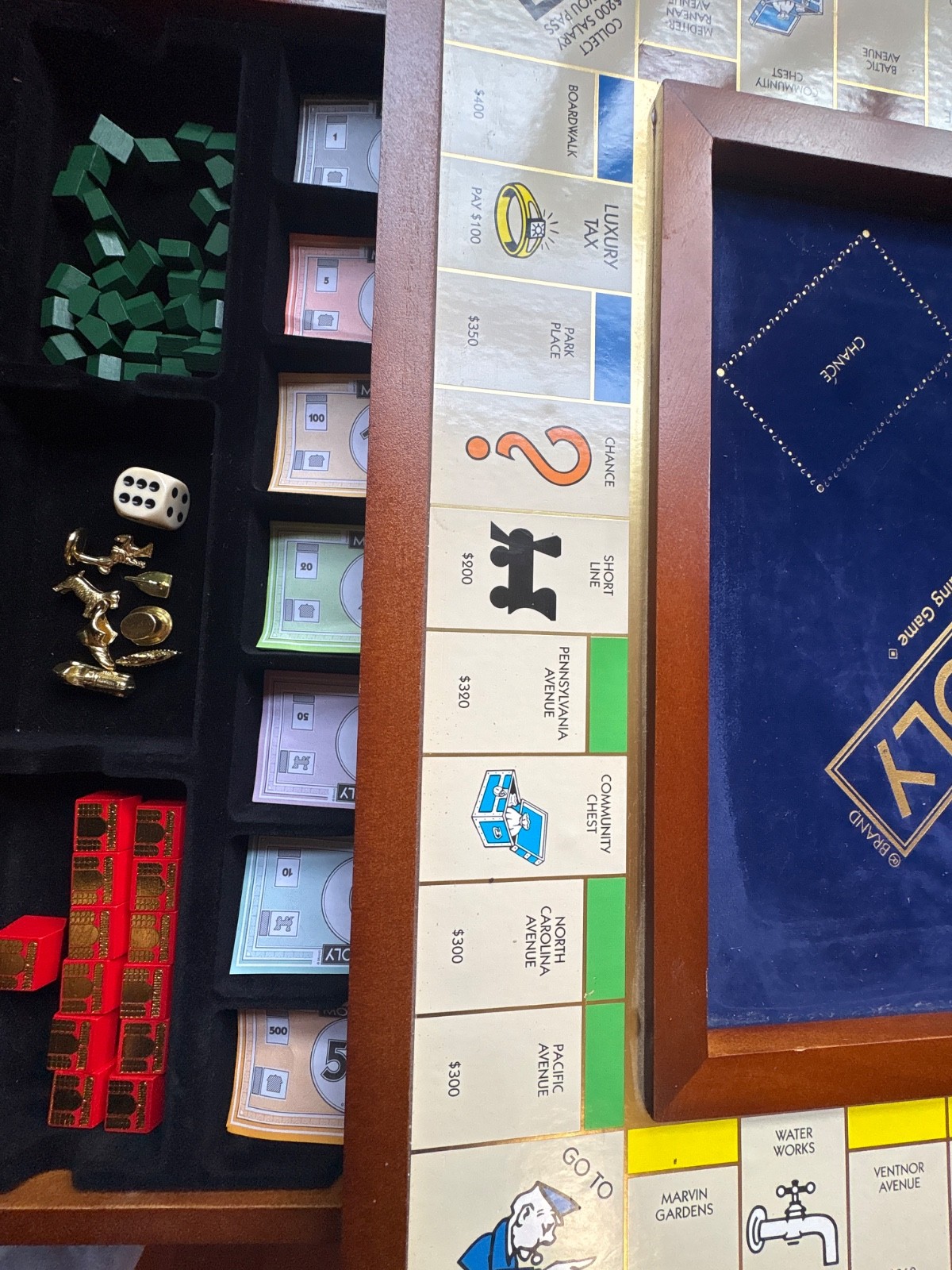 Monopoly Luxury Wooden Edition with Wood Game Board- Used Premium Collectible