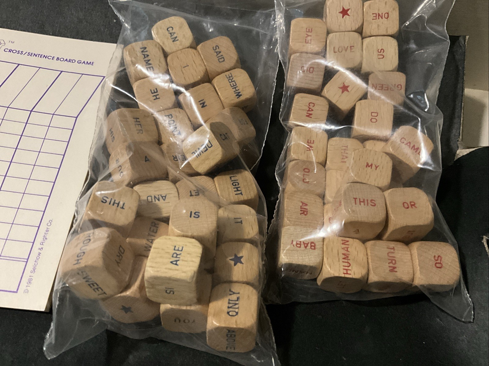 Vtg 1981 Quip Qubes Cross Sentence Dice cube Game Selchow & Righter Complete