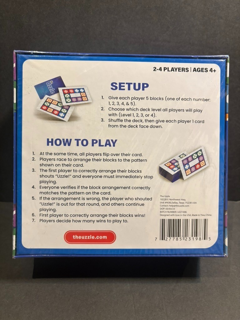 The Uzzle Board Game Family Game for Children & Adults 2-4 Players New Sealed