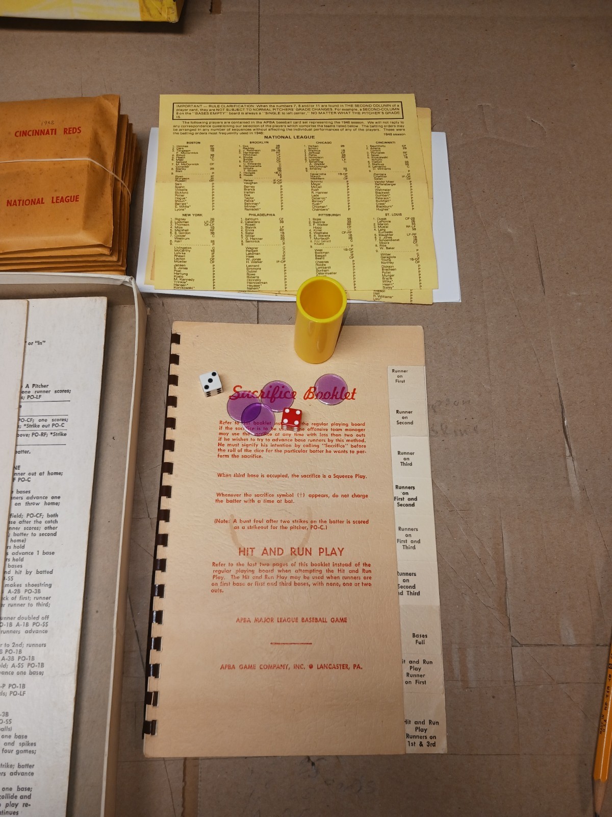 APBA MLB Baseball Game. All 16 Teams From 1901, NL Teams Only 1913, 1916, 1948.