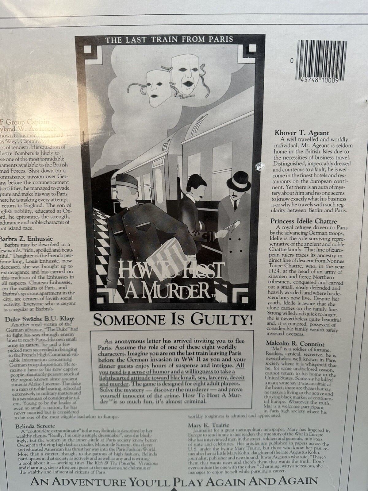 How To Host A Murder The Last Train From Paris Murder Mystery Vintage- Sealed