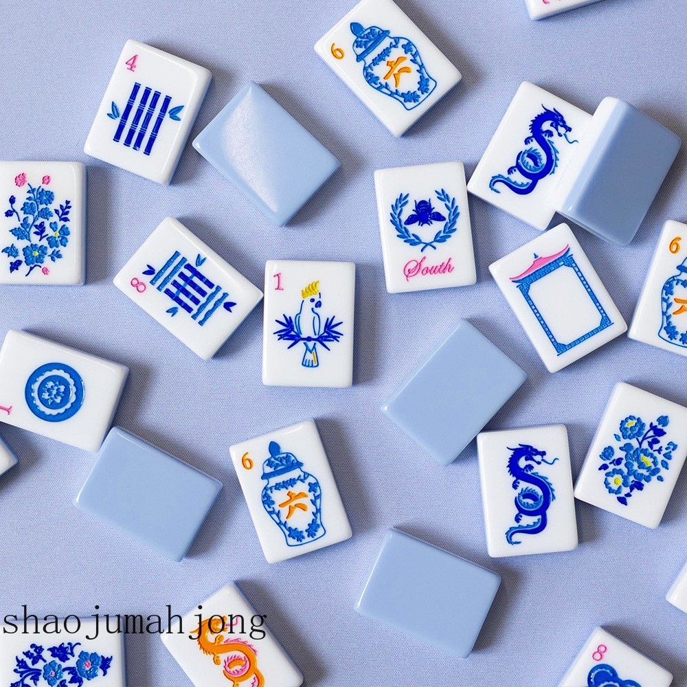 NEW! Vibrant Layered Mahjong Tiles – Full American Set 160Tiles – Blue and White