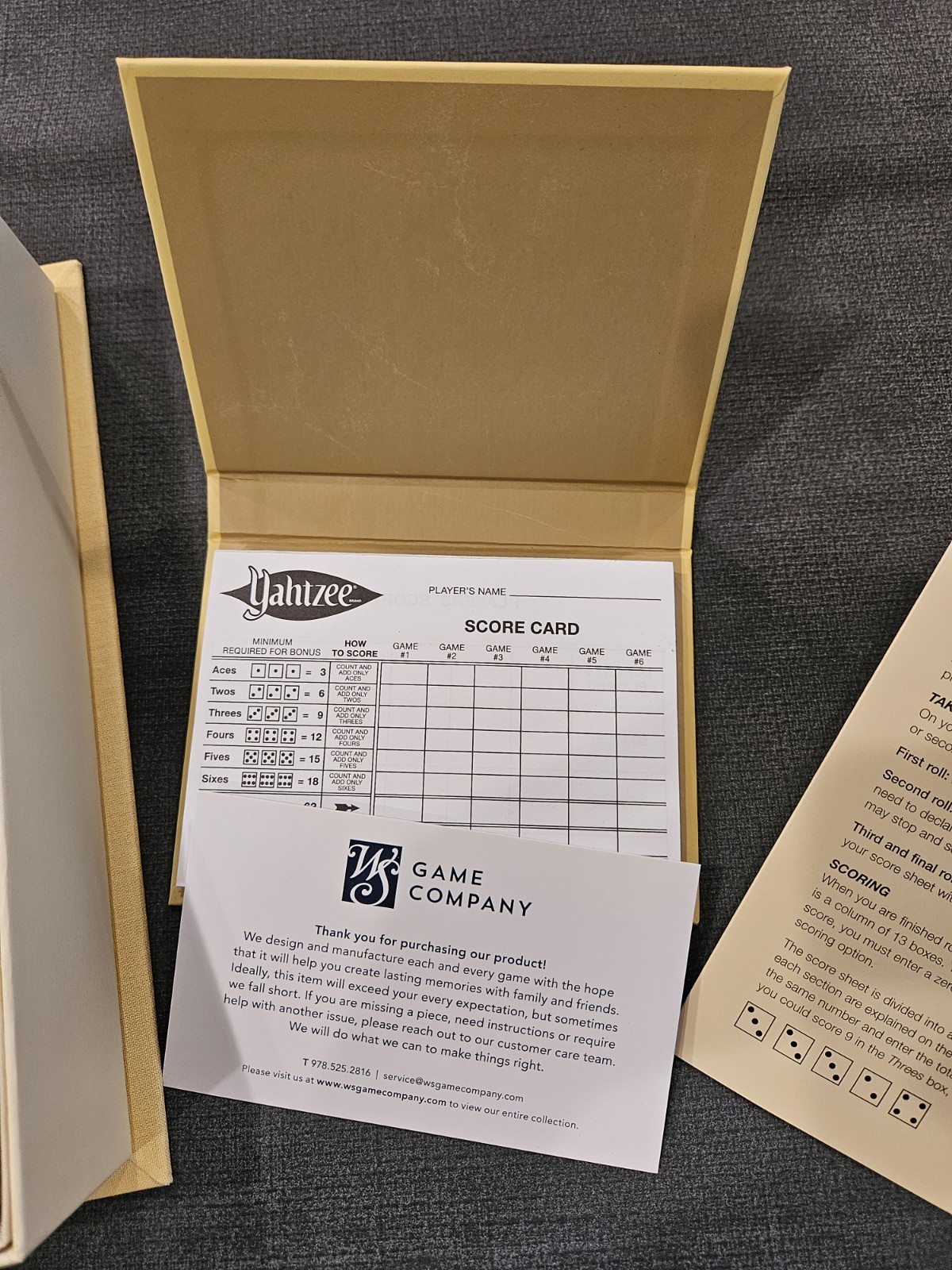 Yahtzee Vintage Bookshelf Edition WS Game Company New Open Box Complete Premium