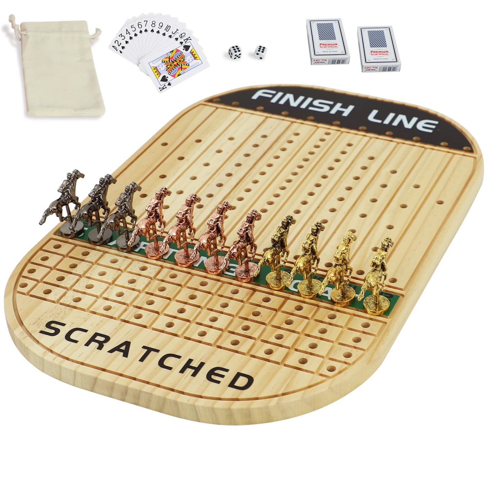 Horse Race Board Game Racing Game Thickened Solid Wood with 11 Luxurious Dura…