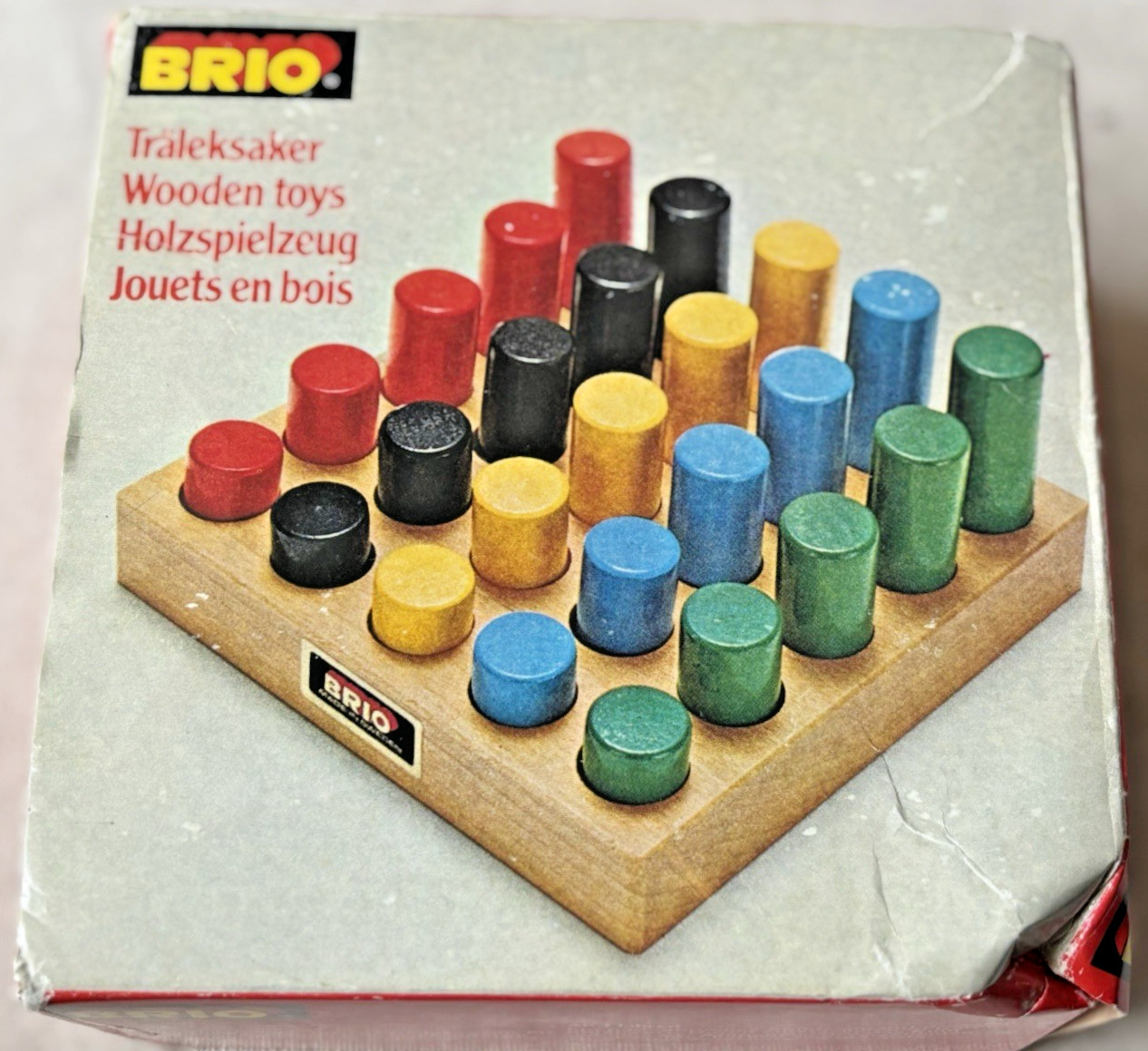 Vintage Brio Wooden Pegs Board Game Complete Educational Toy Sweden Made Mint!