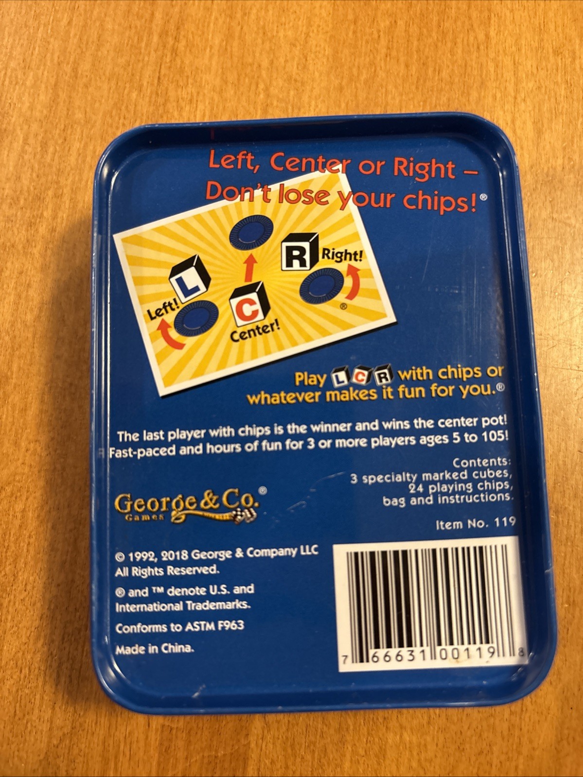 LCR Left Center Right Dice Game by George and Company Complete