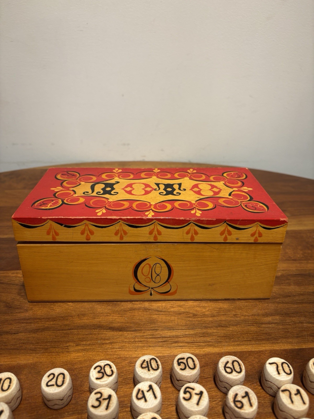 Vintage Soviet Union Wooden Lotto Game 1988 USSR Incomplete Set Wooden Box As-Is