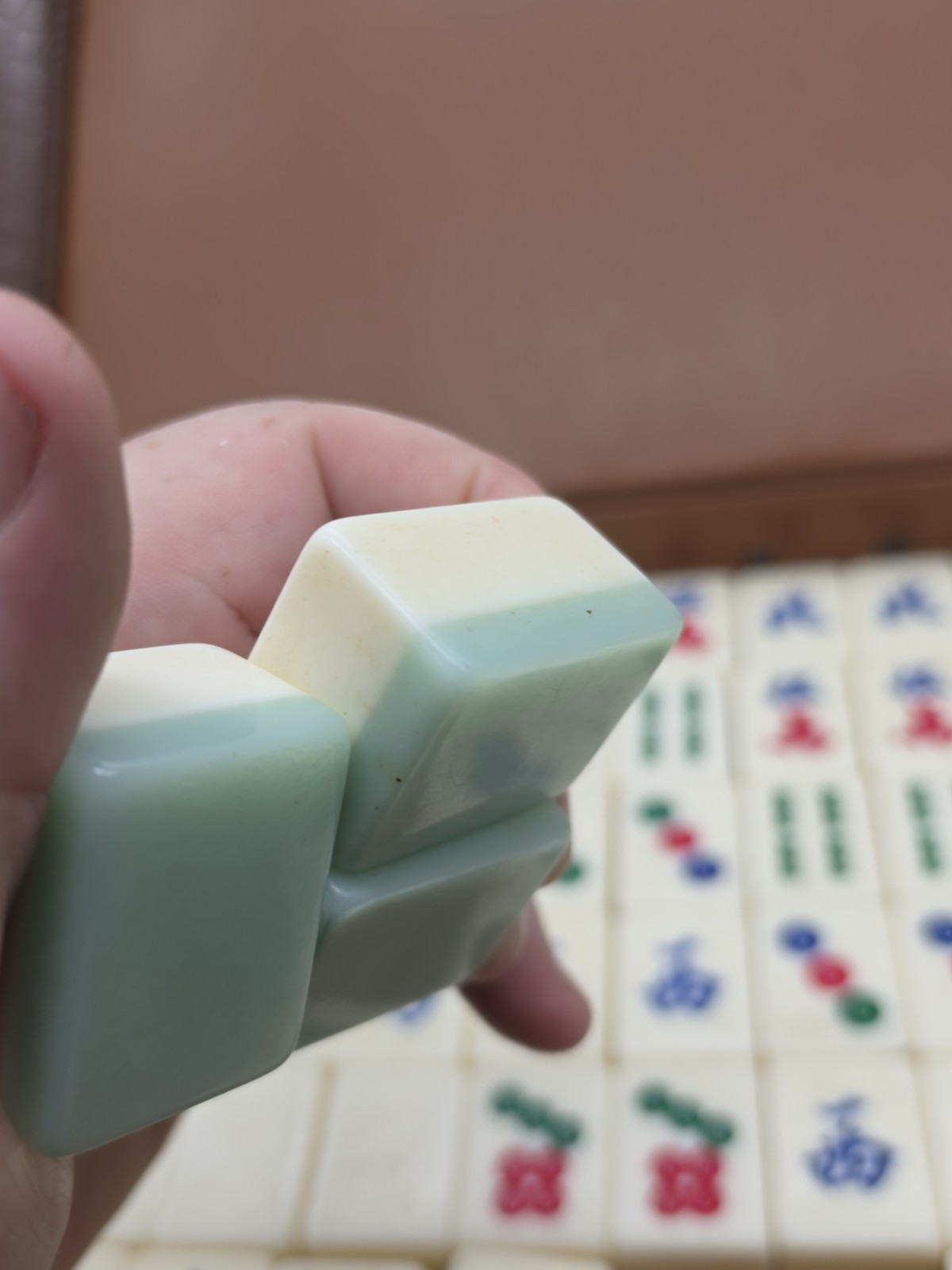 Mahjong Game Set 145 Pieces Canton Style Handmade Plastic Vtg