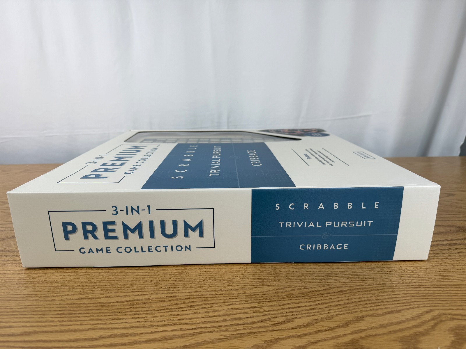 Scrabble 3-in-1 Premium Game Collection w/ Trivial Pursuit & Cribbage Open Box