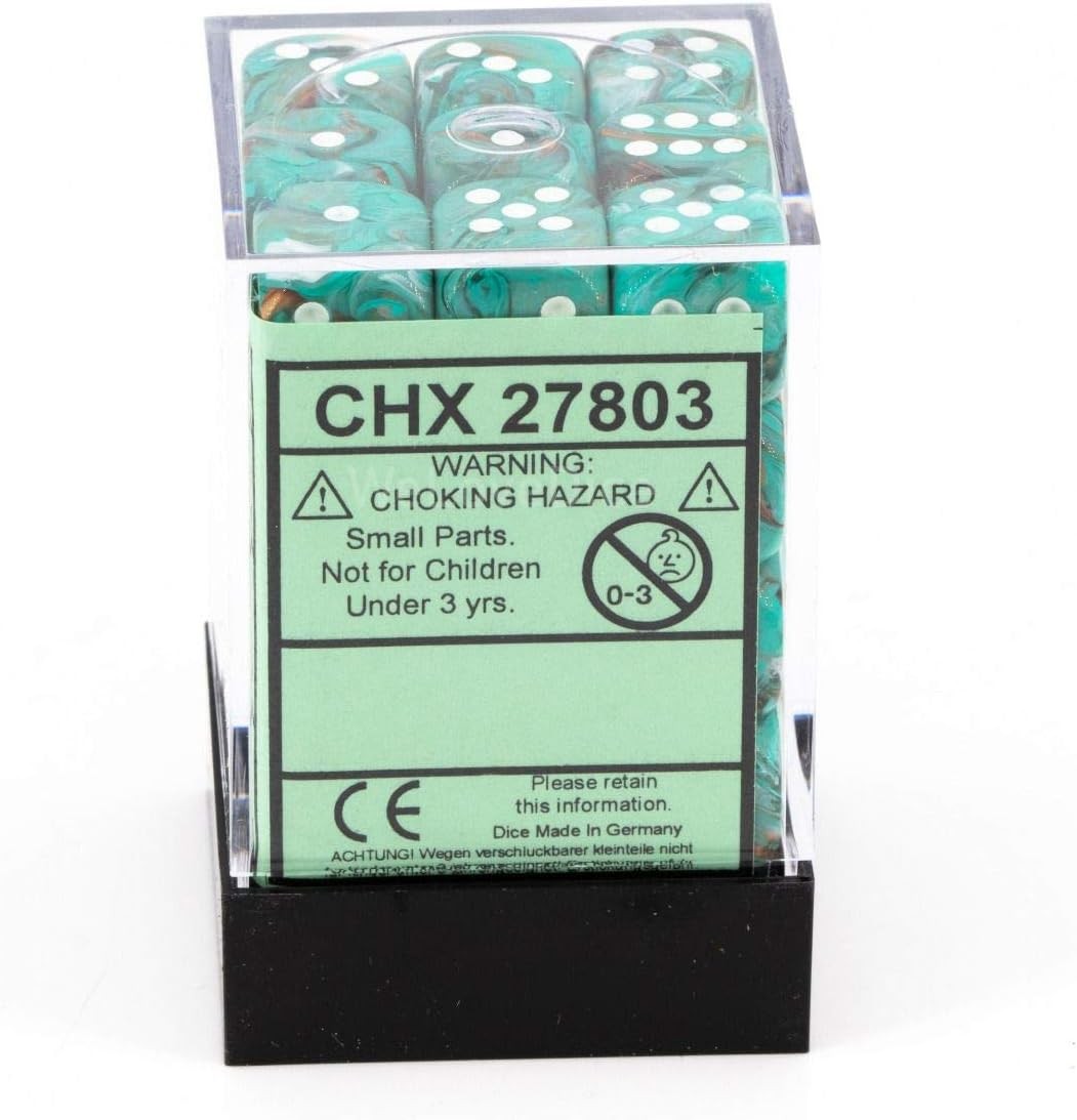 Chessex Marble Oxi-CopperD6 12mm Dice Set