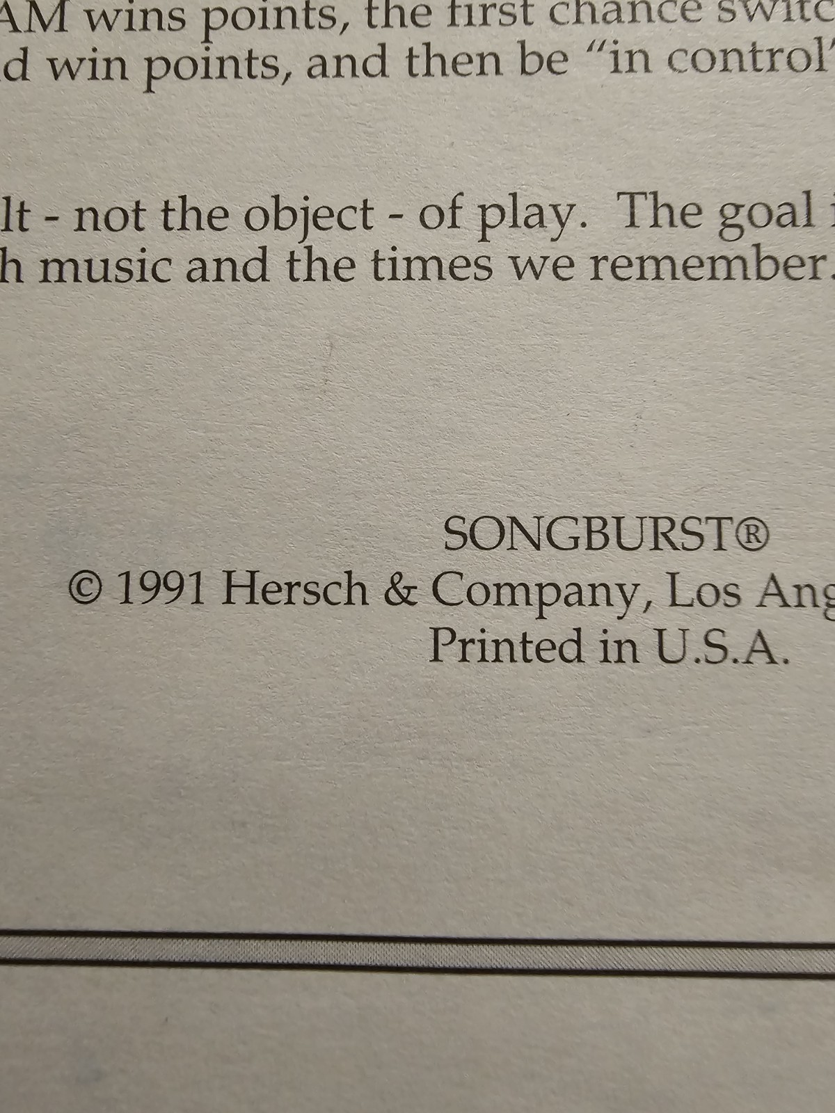 SongBurst Board Game Complete the Lyric 50’s & And 60’s Edition 90s Board Game