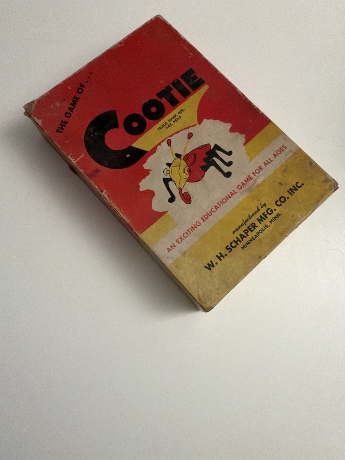 1949 ORIGINAL GAME OF COOTIE W.H. SCHAPER MFG CO. COMPLETE ALL PIECES EUC