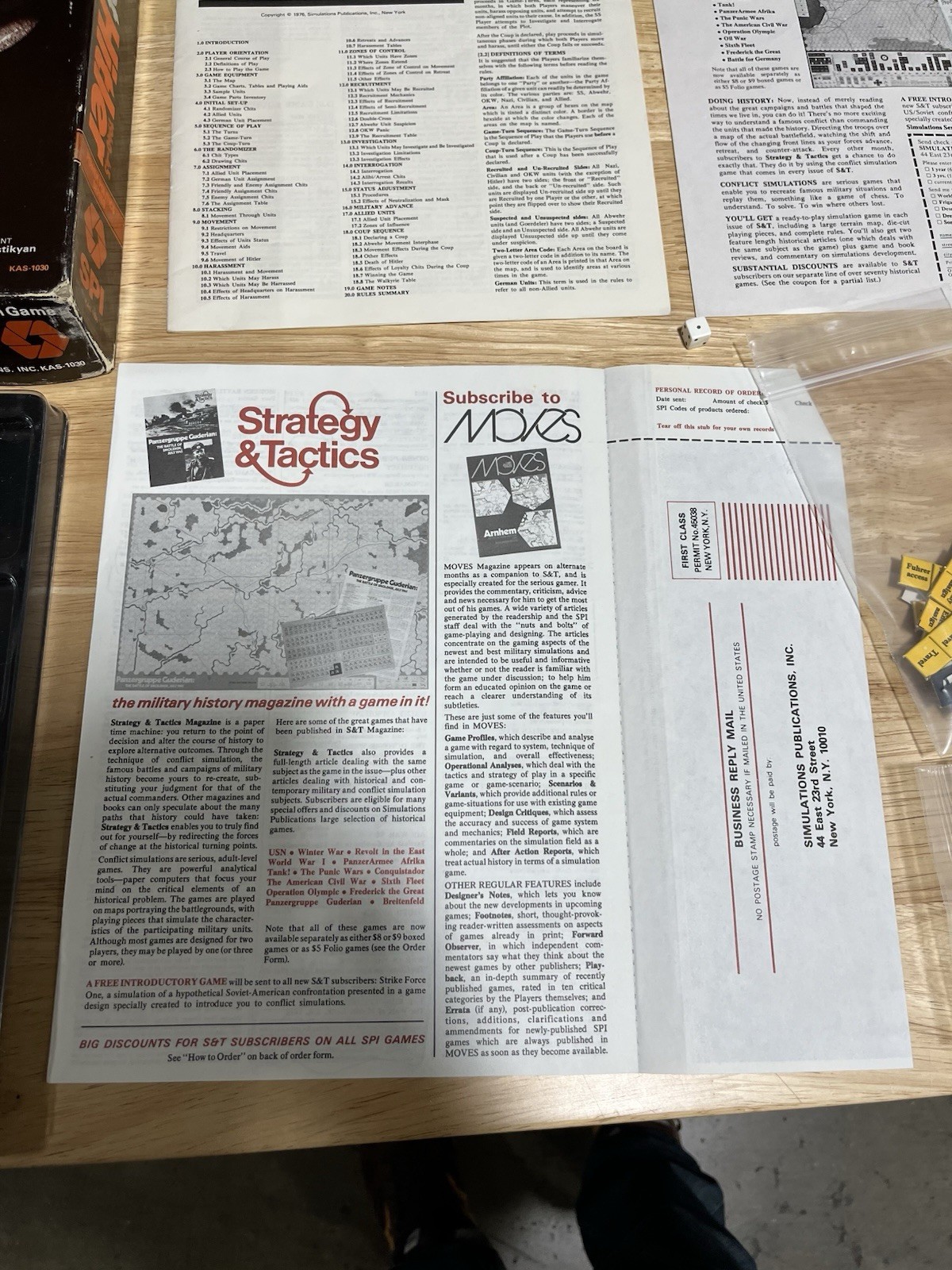 The Plot To Assassinate Hitler Board Game. SPI. Complete. KAS-1030.