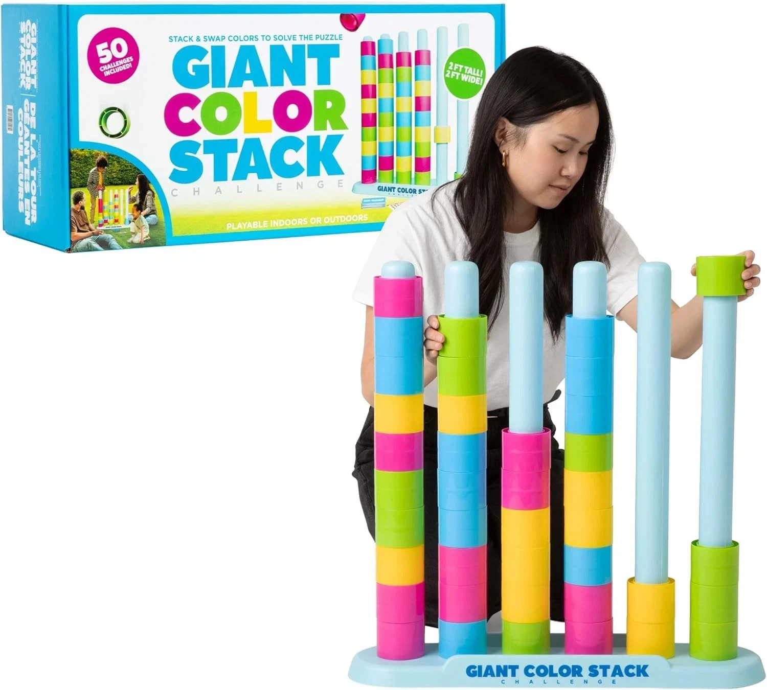 Giant Color Stack Challenge by Relatable – Strategy Stacking Game with 50 Puzzle