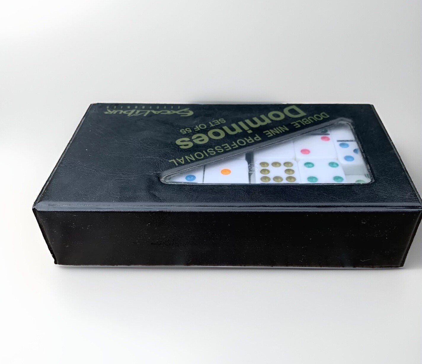 Excalibur Double 9 Professional Dominoes Set of 55 Crystalline Hand Painted